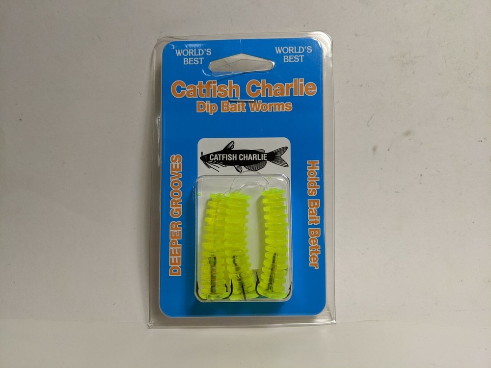 Catfish Charlie Dip Bait Soft Plastic Worms   (3 Per Pack)  DBG-3