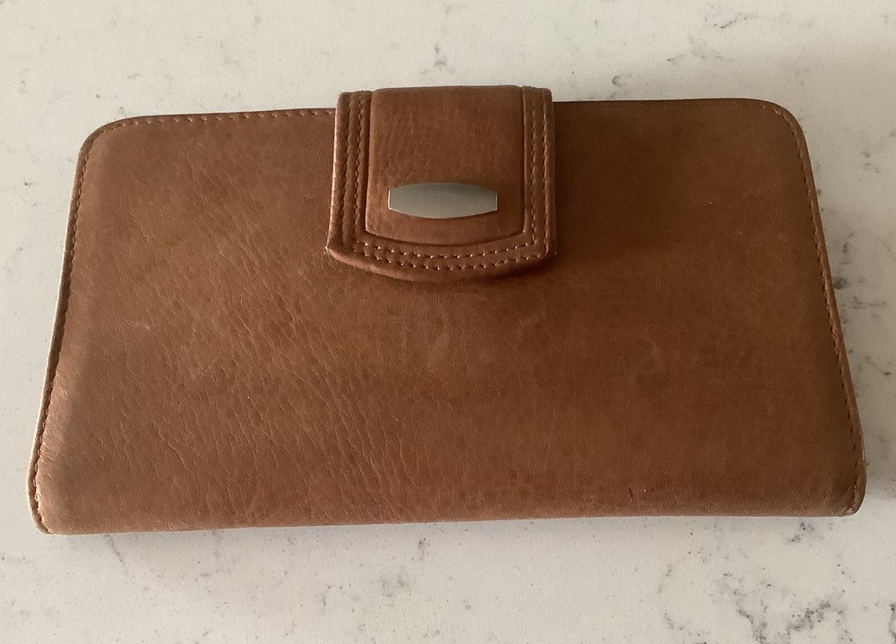 Rolfs Brown Leather Checkbook Wallet Bi-fold