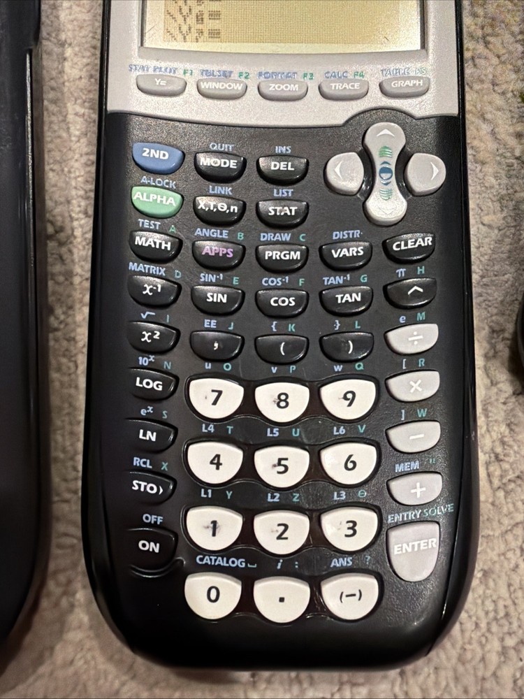 Texas Instruments TI-84 Plus Graphing Calculator Black USB Cable New Memory Batt