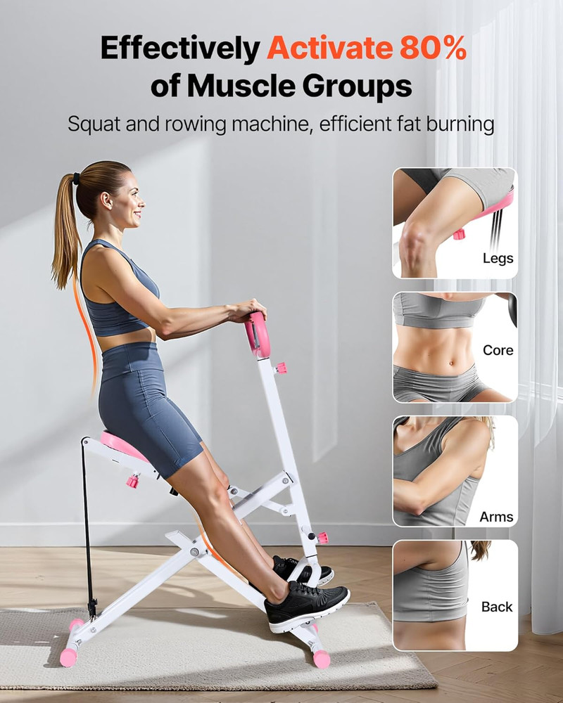 Squat Machine, Deep Squat Rowing Machine for Home, Easy Setup & Foldable Exercis