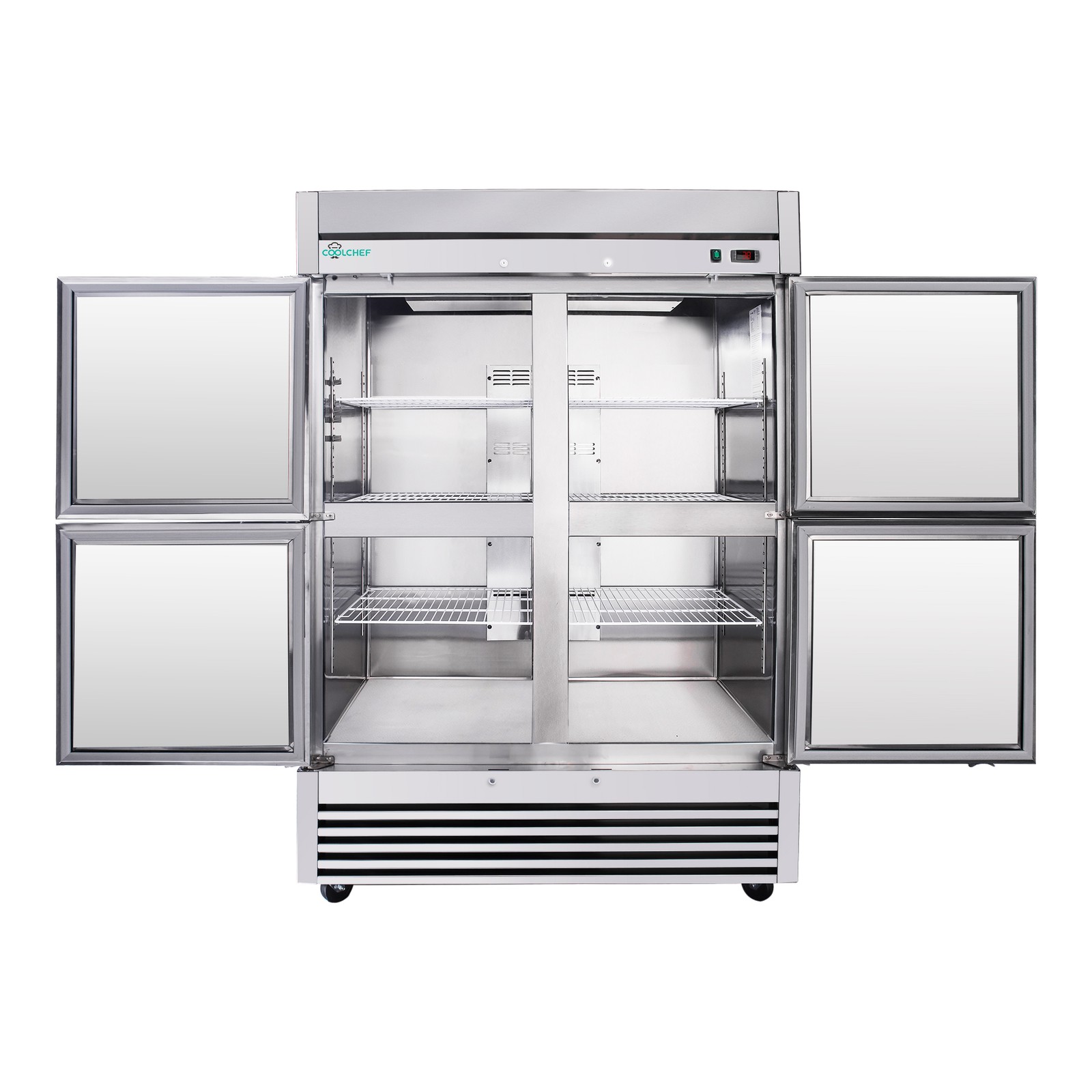 54"Commercial Freezer 49Cu.Ft 4 Door Stainless Steel -8~0℉ Air Cooling 6 Shelves