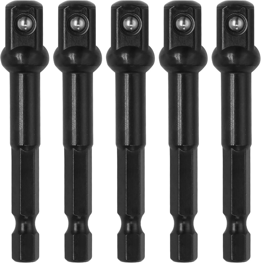 5 Pcs 3/8 Inch Impact Adapter Square Socket, Black Drill Socket Extension Driver