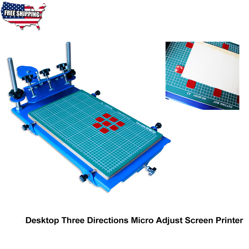 Desktop Screen Printing Machine Micro-registration Printer 3 Directions 12"x18"