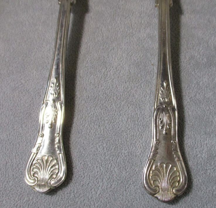 Vintage Repousse Quality Silver Plate Solid Salad Serving Set Italy Ornate