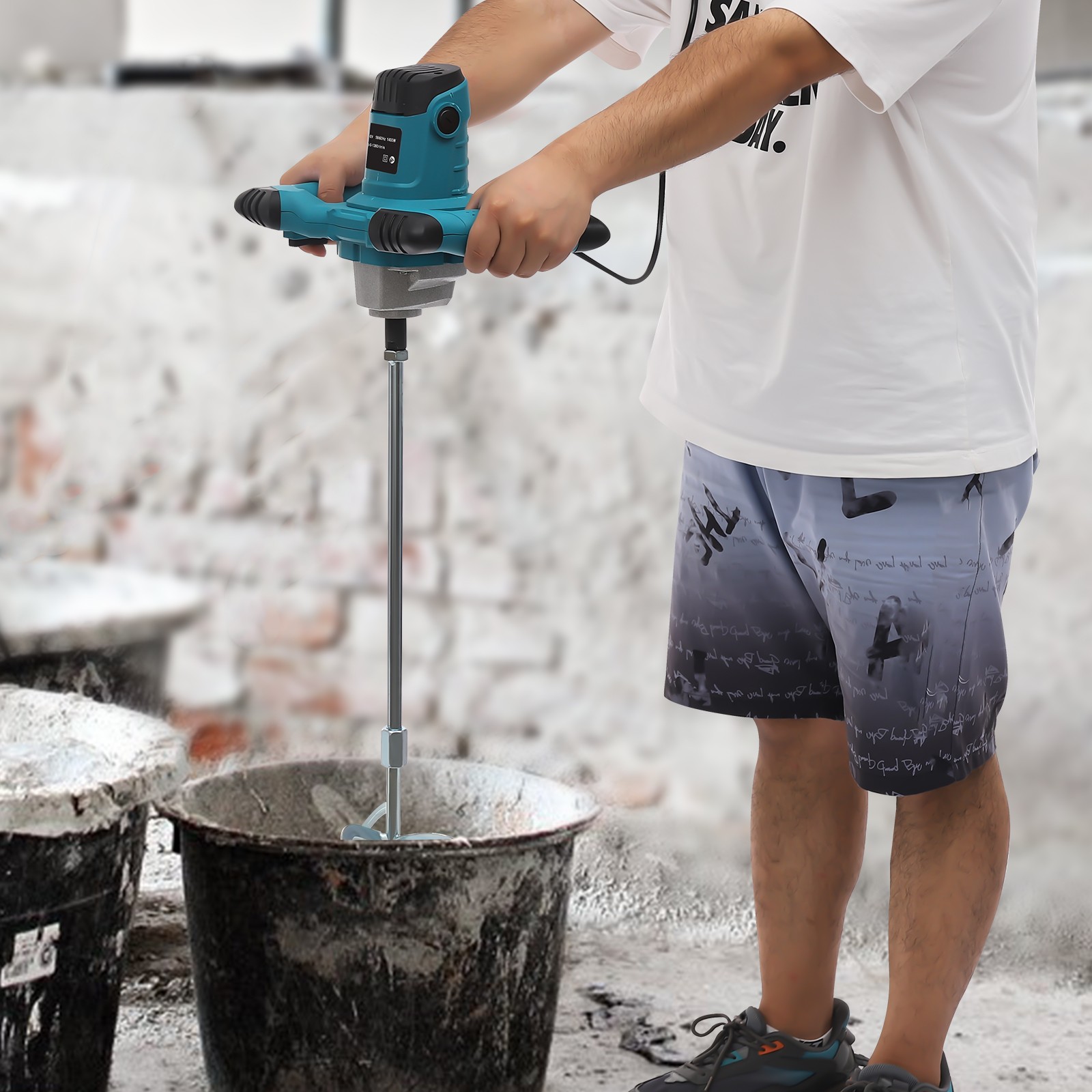 6 Speed Handheld Electric Concrete Plaster Grout Paint Mortar Mixer Machine