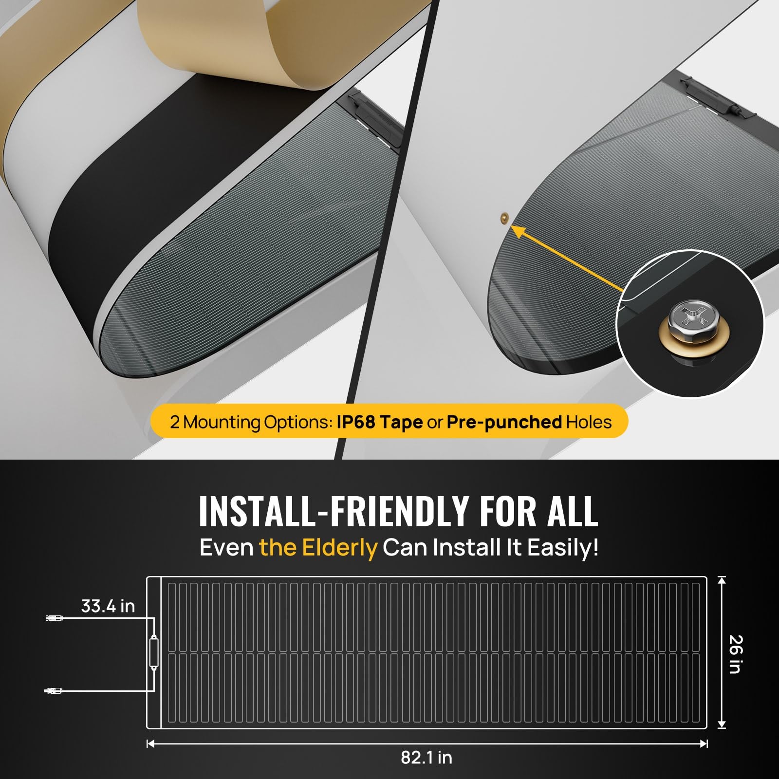 BougeRV Yuma 200W CIGS Thin-Film Flexible Solar Panel Anti-Shading with Tape