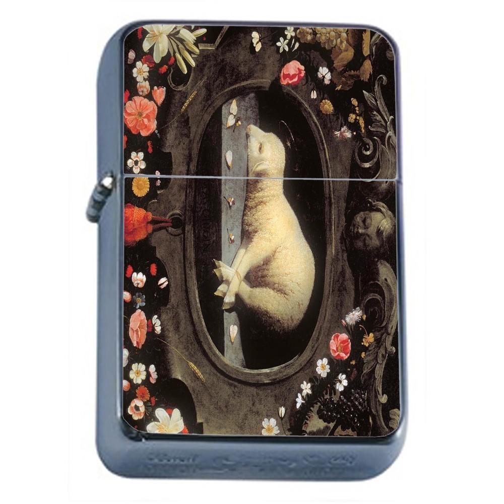 Renaissance Lamb Flip Top Oil Lighter Windproof