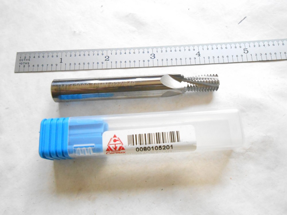 NEW CARMEX MT12089 18UN 027/849 SOLID CARBIDE 4 FLUTE HELICAL THREAD MILL