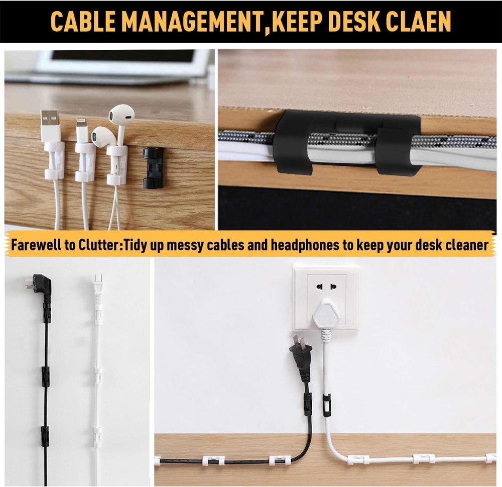 Durable and Lightweight Transparent Cable Clips - 40 Pack for Easy Organization