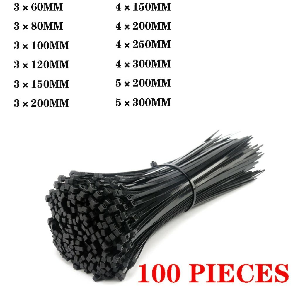 100PCS Self-locking plastic nylon tie black  Zip Wire wraps strap cable tie ring