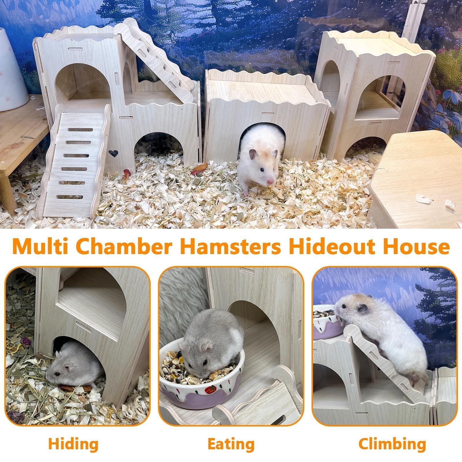 Hamster Hideout House Multi Chamber Rat Hide Hut Castle Large Climbing Playgr...