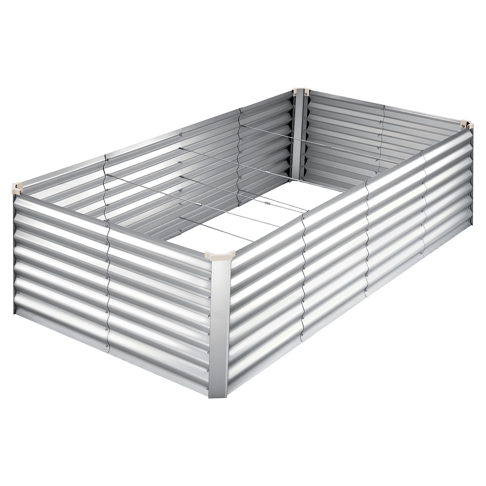 VEVOR Galvanized Raised Garden Bed 8 x 4 x 2 ft Rectangular Planter Box Silver