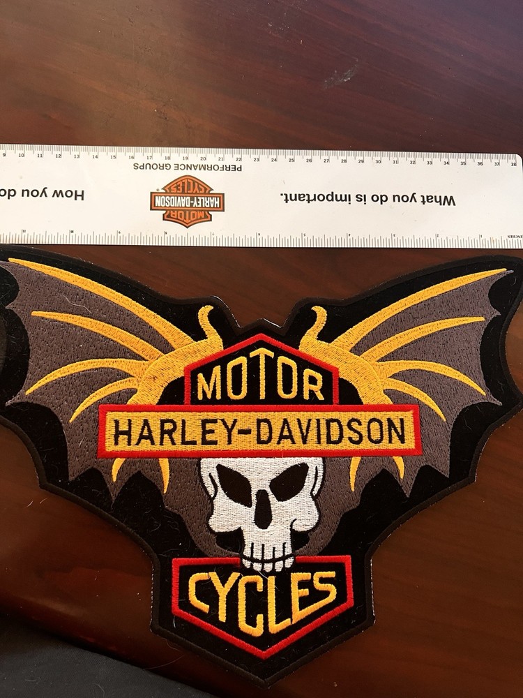 HUGE 12" Bat Winged Skull Patch Harley Davidson Motorcycle Vest Jacket Shirt Hat