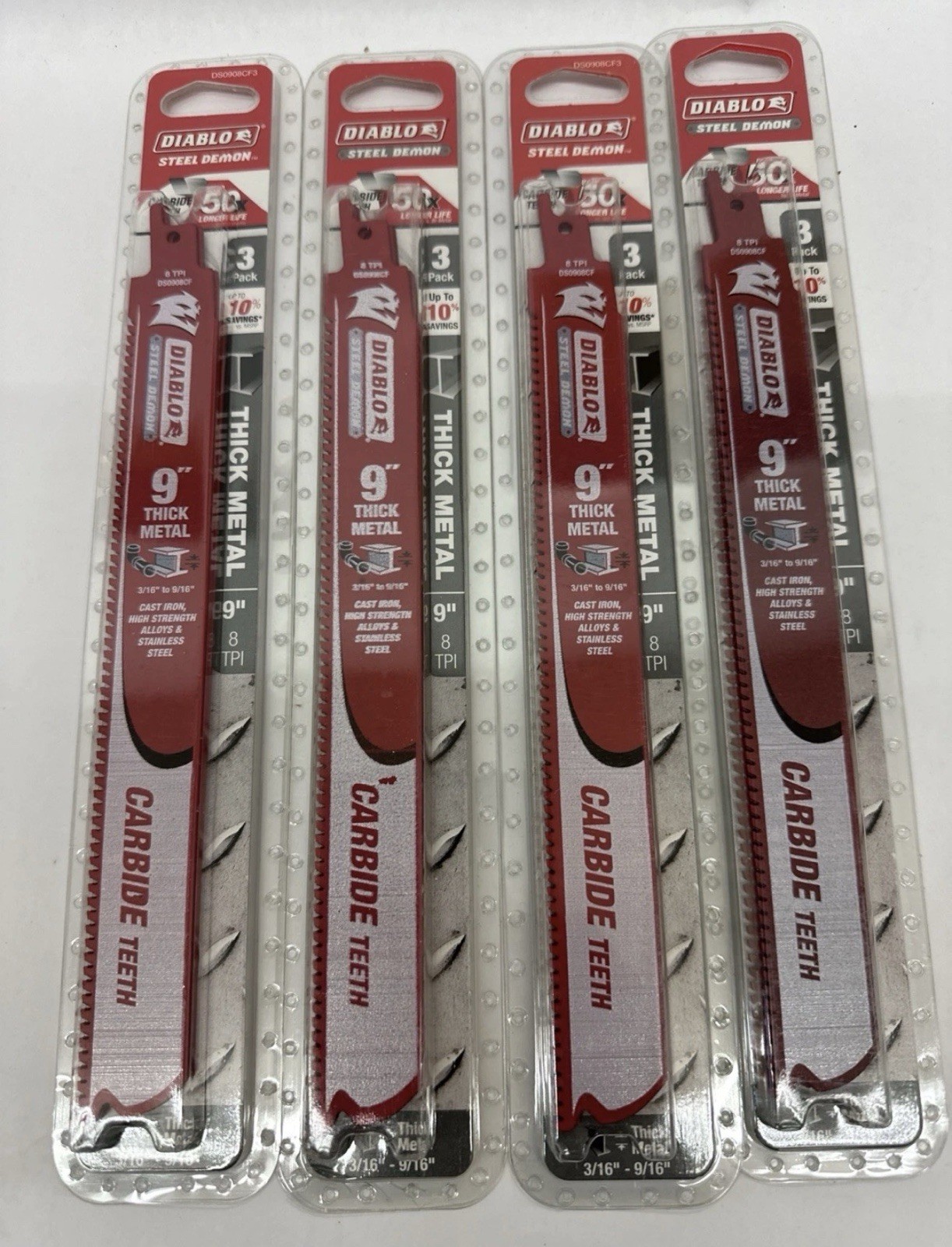 Diablo Tools 9In Steel Demon Carbide Recip Blades For Thick Metal Cutting 12 pcs