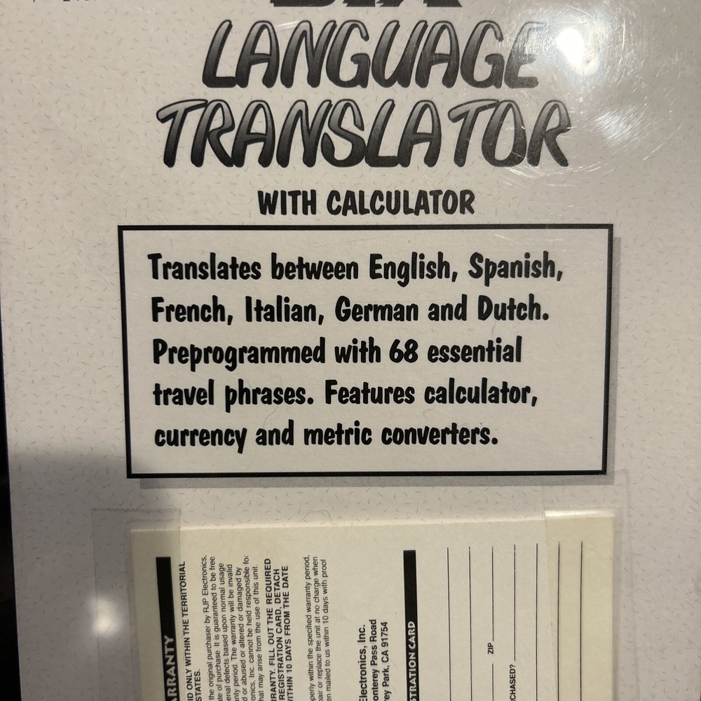 Vintage RJP Electronics 6 Language Translator & Calculator Model 2013 New Sealed