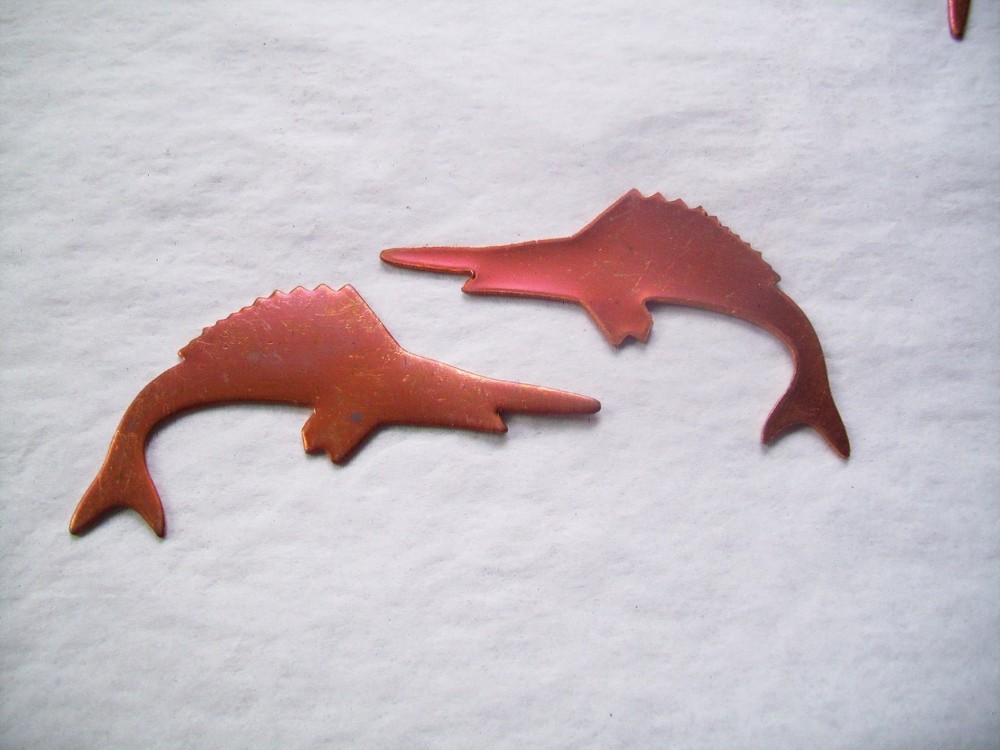 10 Pcs. Raw Copper Blanks, Stampings - SWORDFISH SHAPE