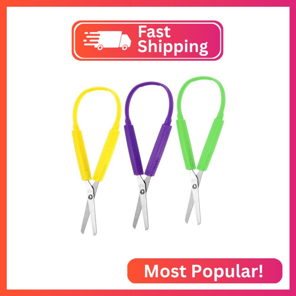 Loop Scissors 3Pcs Adaptive Scissors for Toddlers 5.5 Inch Colorful Training Sci