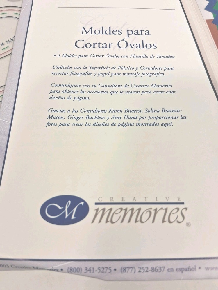Creative Memories Custom Cutting System 4 Oval Pattern Template Scrapbooking Set