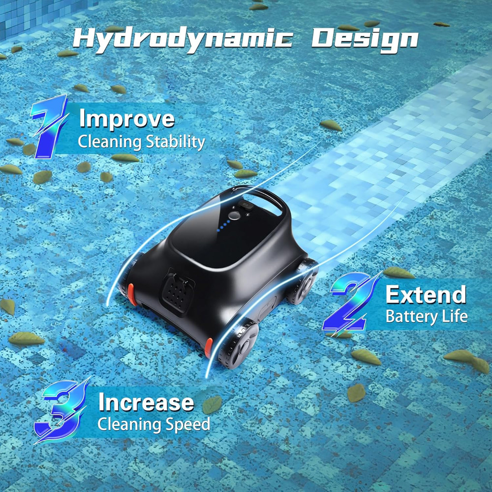 Pool Vacuum for above Ground Pool, 180 Mins Runtime Cordless Robotic Pool Cleane