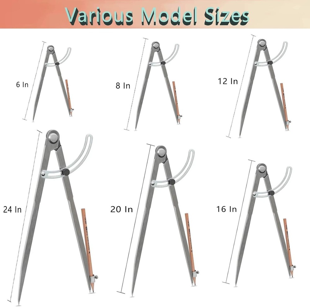 12 inch Compass for Geometry, Woodworking, Precision 12in