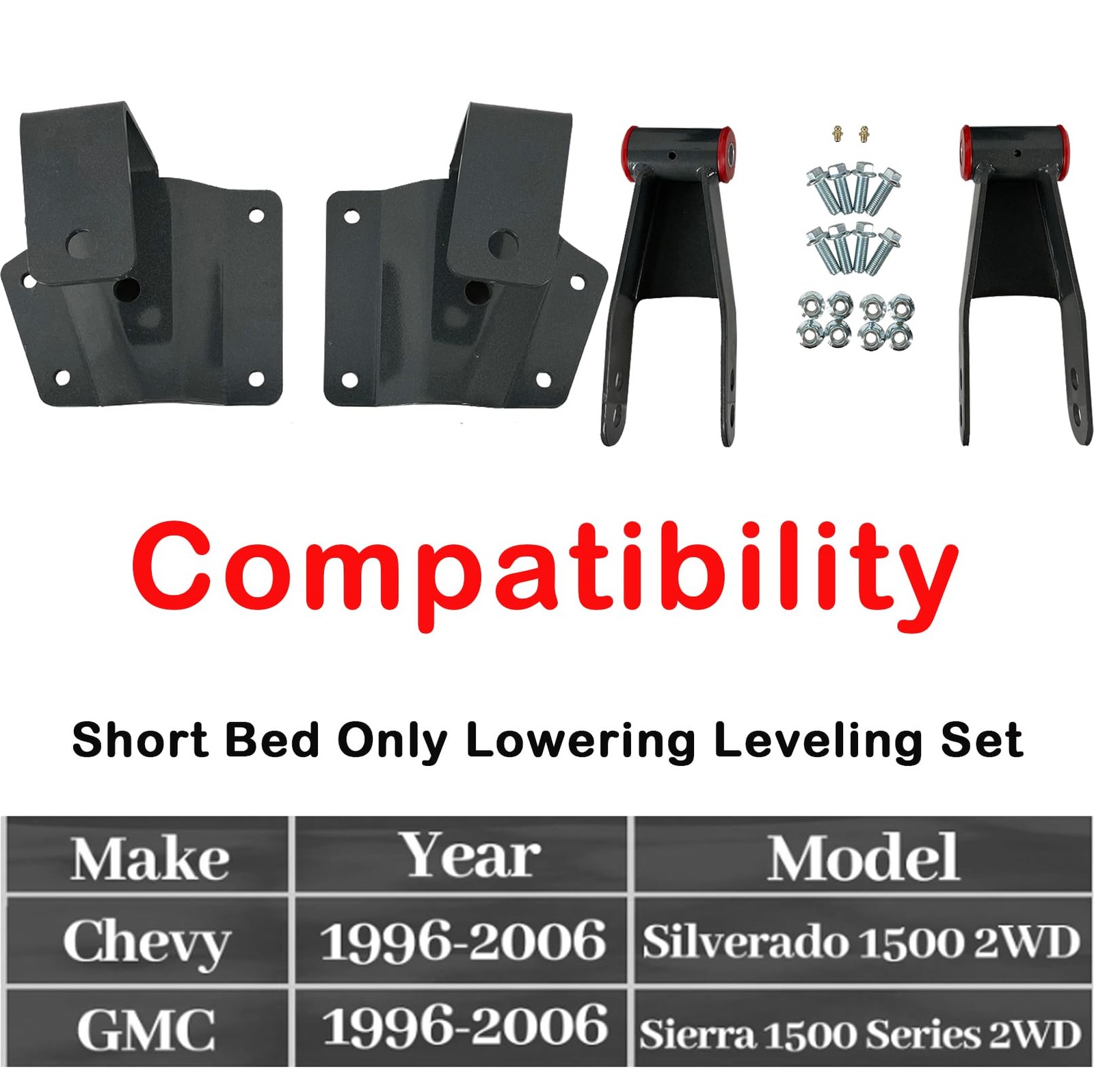 4" Drop Kit Rear Shackles Hangers Replacement For 1999-2006 Chevy Silverado G.