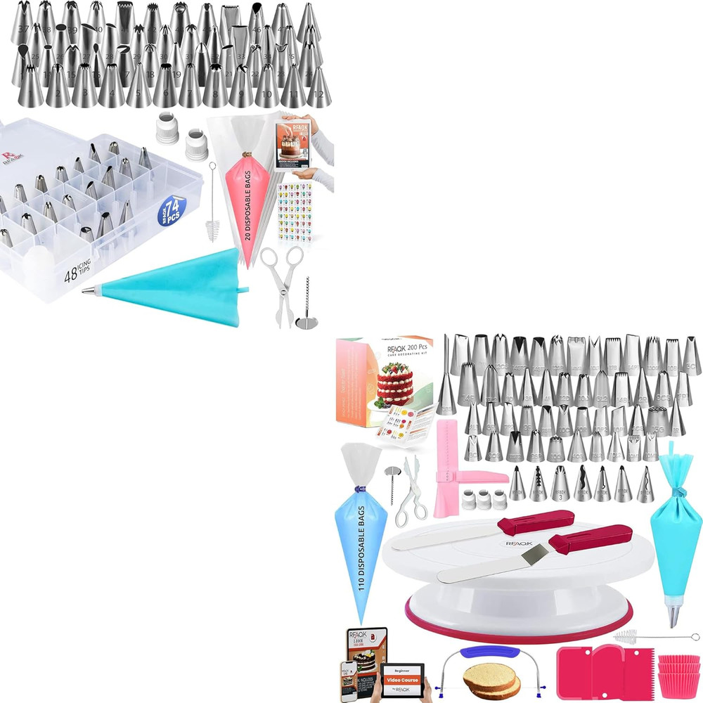 74Pcs Piping Tips Set and 200Pcs Cake Decorating Kit