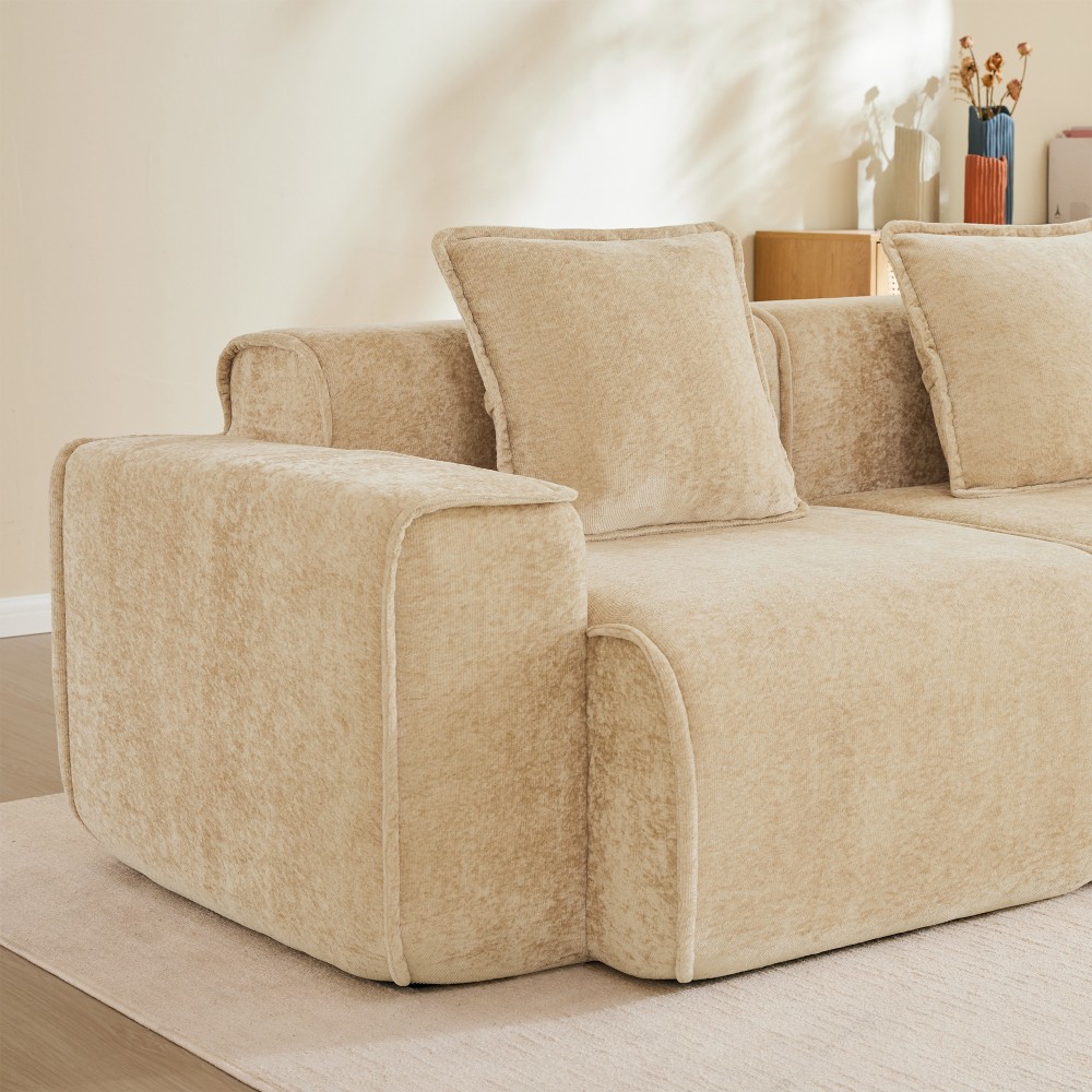 Harrison Velvet Sofa Light Camel, Modular Sectional w/No Assembly