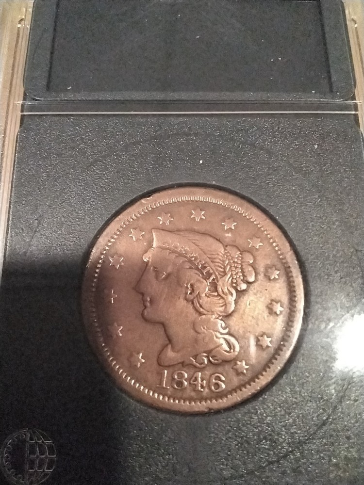 1846 tall date large cent vg condition