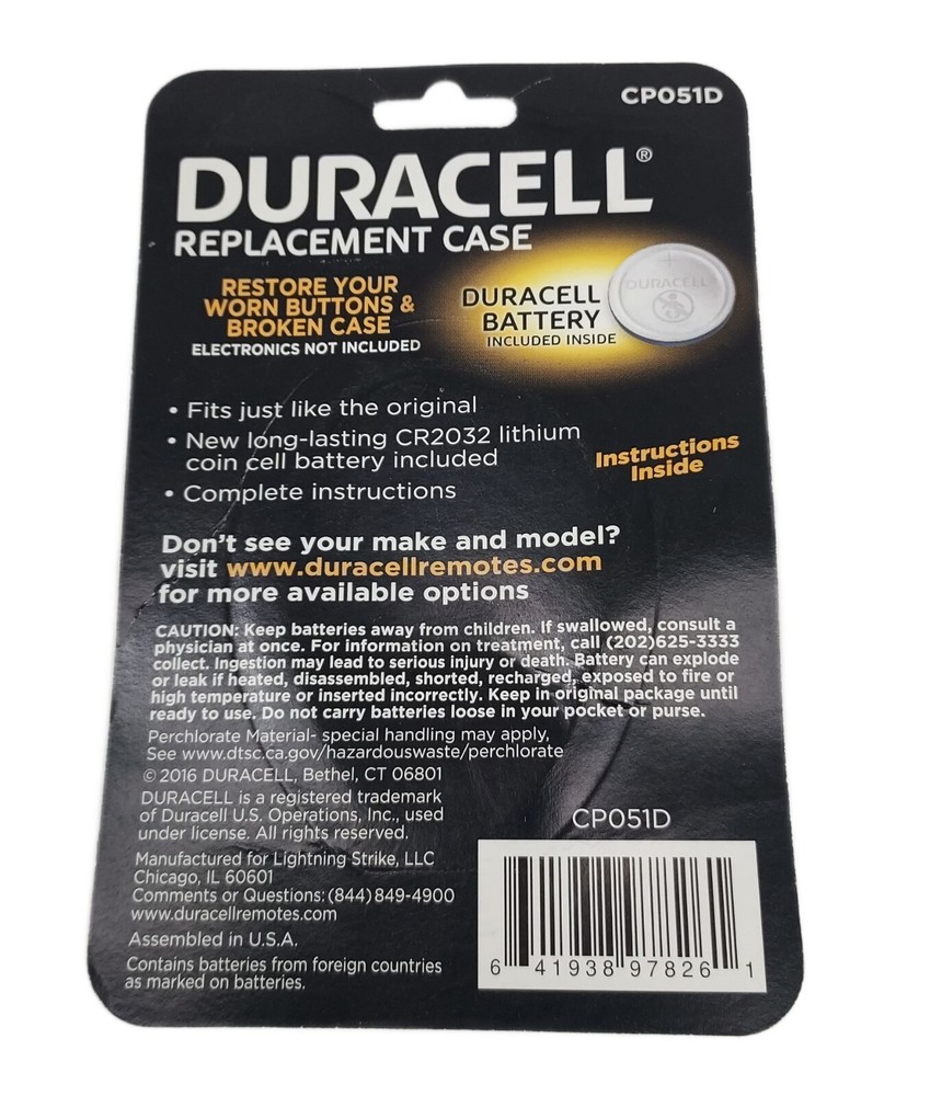 Duracell Replacement Case CP051D Restore Worn Buttons & Broken Case for GM