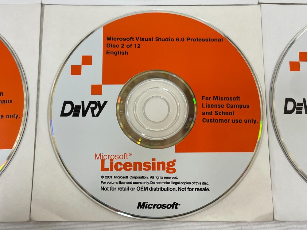 Microsoft DeVry Visual Studio 6.0 Professional 12-Disc Complete Set Software CD
