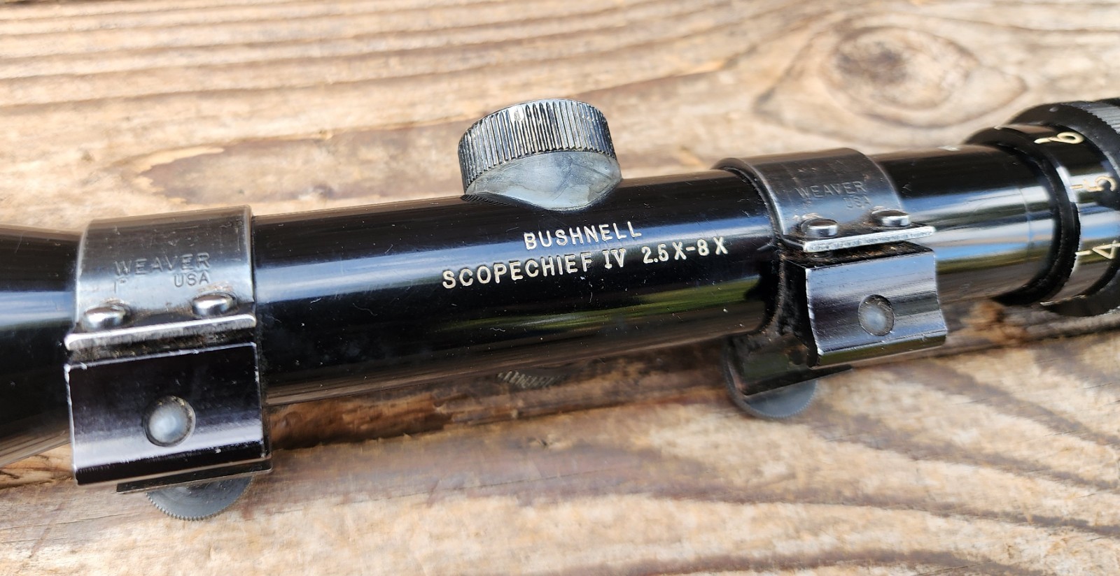 Bushnell Scope Chief IV 2.5X-8X Rifgle Scope w/ Weaver Mounts - Fine Reticle