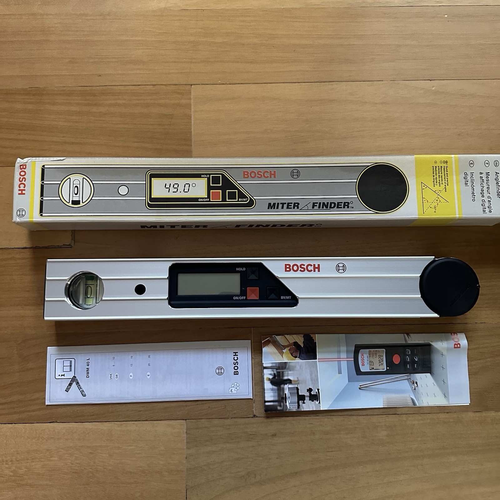 Bosh Digital Protractor Angle Finder DWM40L W/Extension Arm - NIB