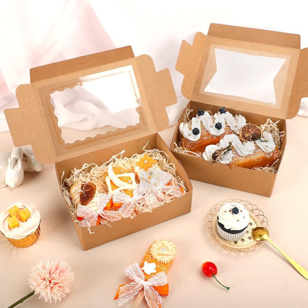 32pcs Cookie Boxes, 8x6x2.5 Bakery Boxes with Window 3 Styles, for Chocolate ...