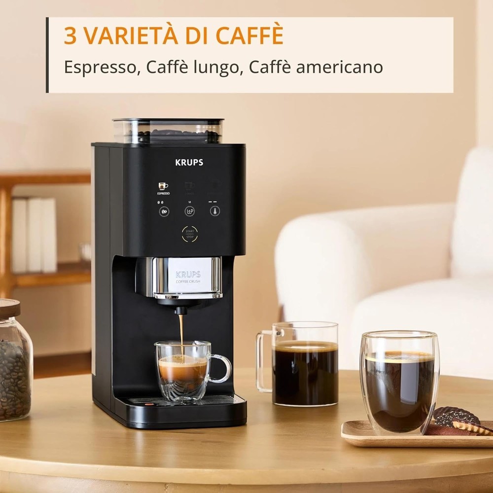 KRUPS Coffee Crush Extra, Automatic Coffee Machine, Compact Design SA4028E0
