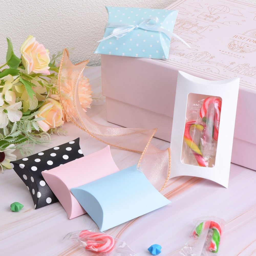 100Pcs Pillow Boxes Wedding Gift Boxes for Wedding Pink