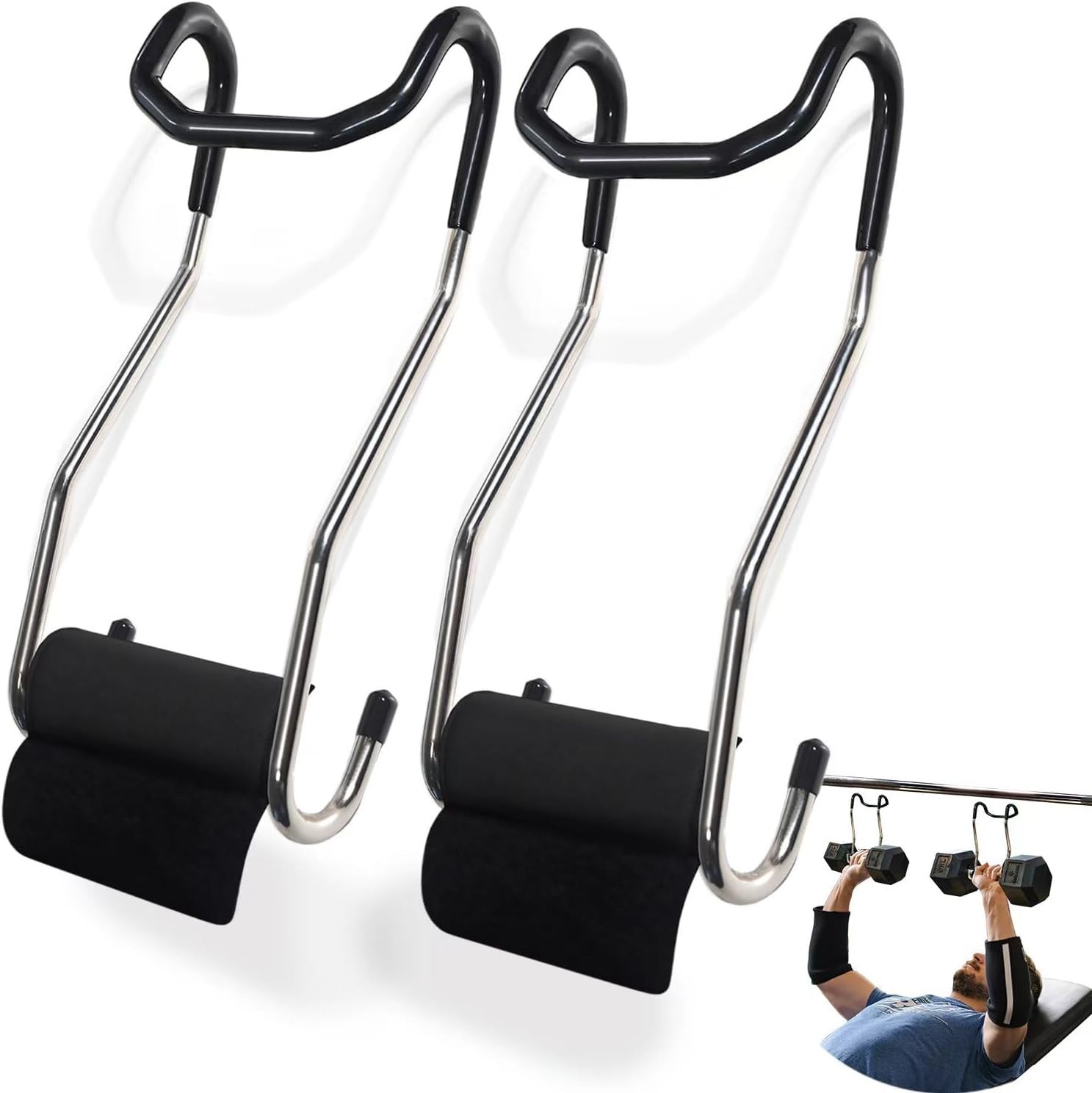 Set of 2 Dumbbell Spotter Hooks - Strength Performance - Barbells Safety Hanger