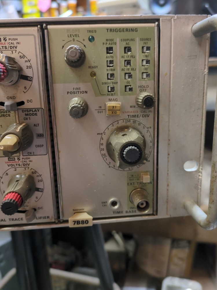 Tektronix 7603 19" Rack Oscilloscope GPIB and 7A16 7A26 7B80 Modules Untested