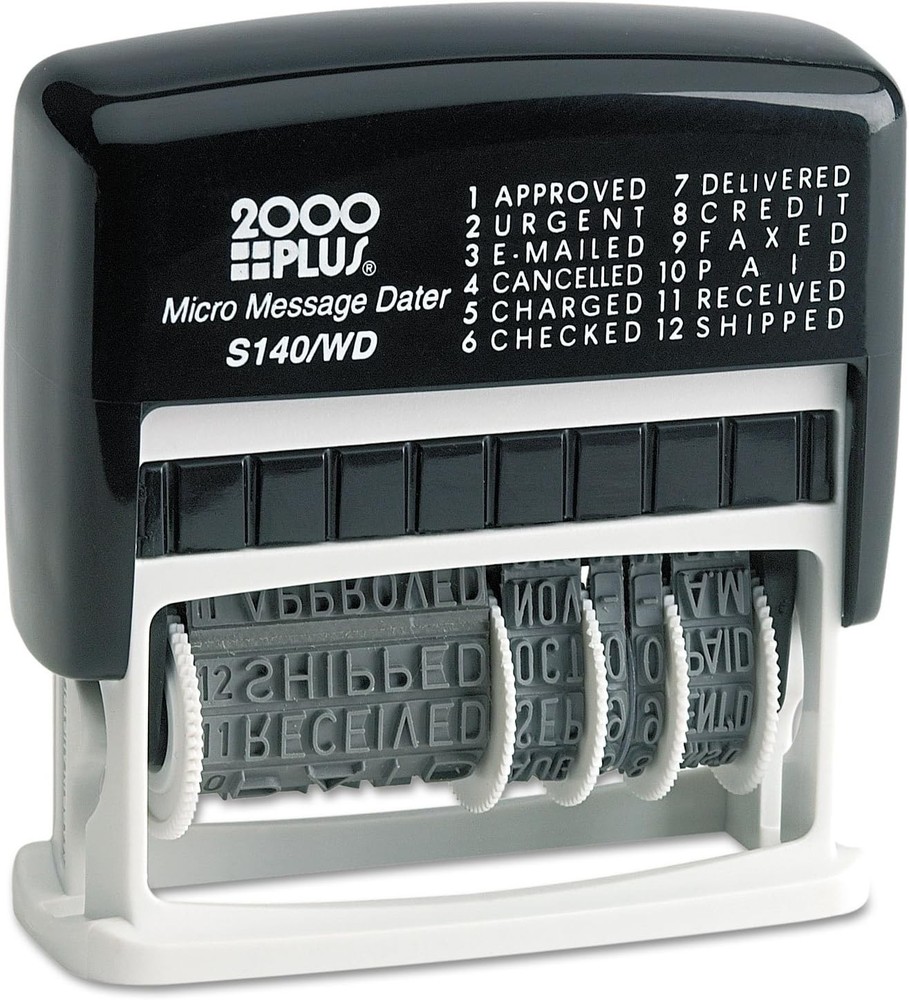 Versatile Self-Inking Dater with Business Phrases - Compact Stamping Solution