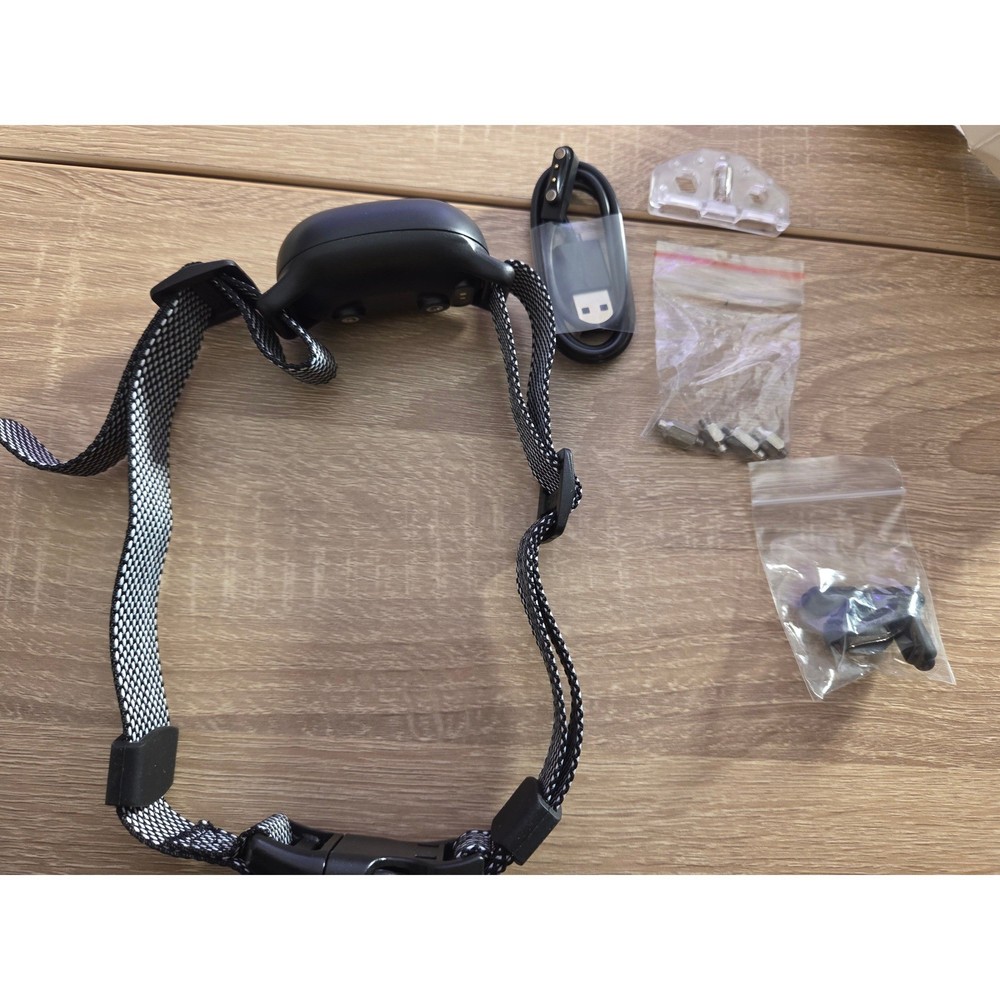 Rechargeable Dog Bark Collar Adjustable Training Device with USB Cable Black