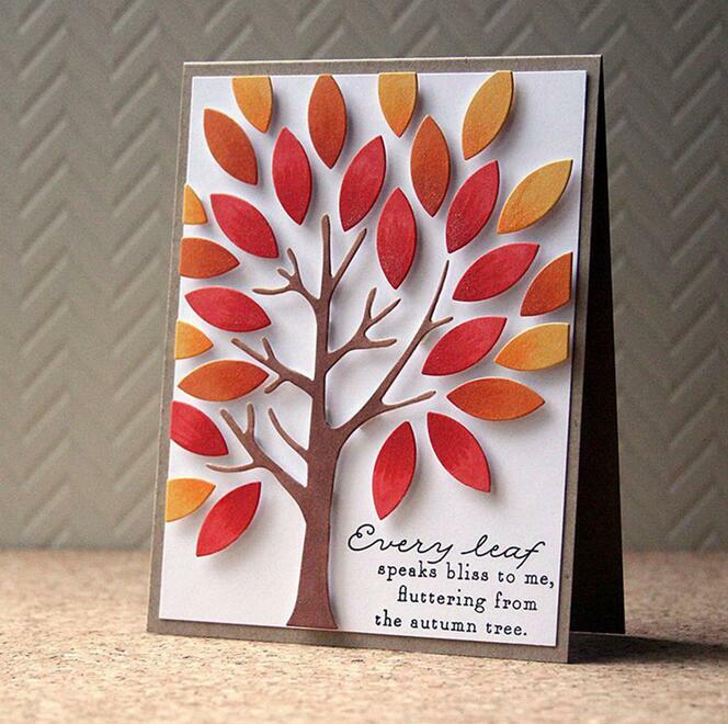 Tree Metal Cutting Dies Rectangle Background Leave Dies Scrapbooking Making Craf