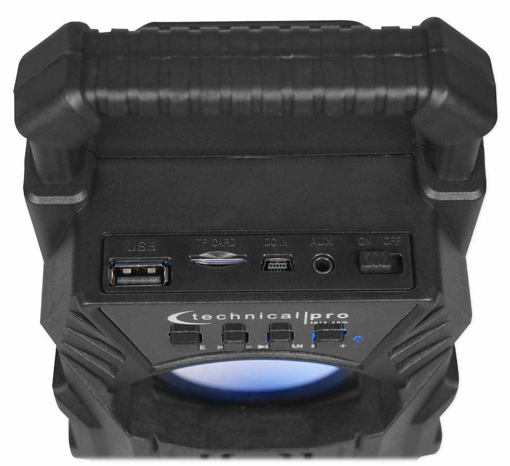 Technical Pro Portable Rechargeable Compact Bluetooth Speaker w/ LED's USB/FM/TF