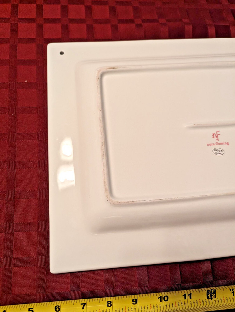 Nora Fleming LARGE RECTANGULAR PLATTER Serving Dish Pearl Dot White 15" x 11"