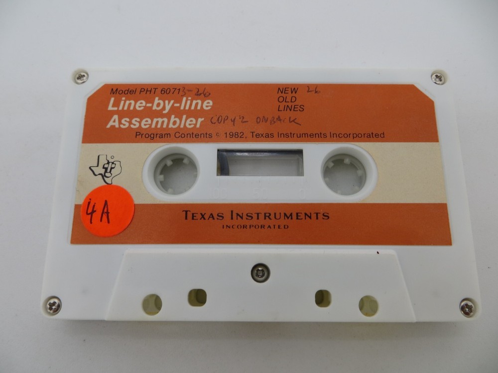 Texas Instruments Line-By-Line Assembler 1982 Cassette Tape vintage computer VTG