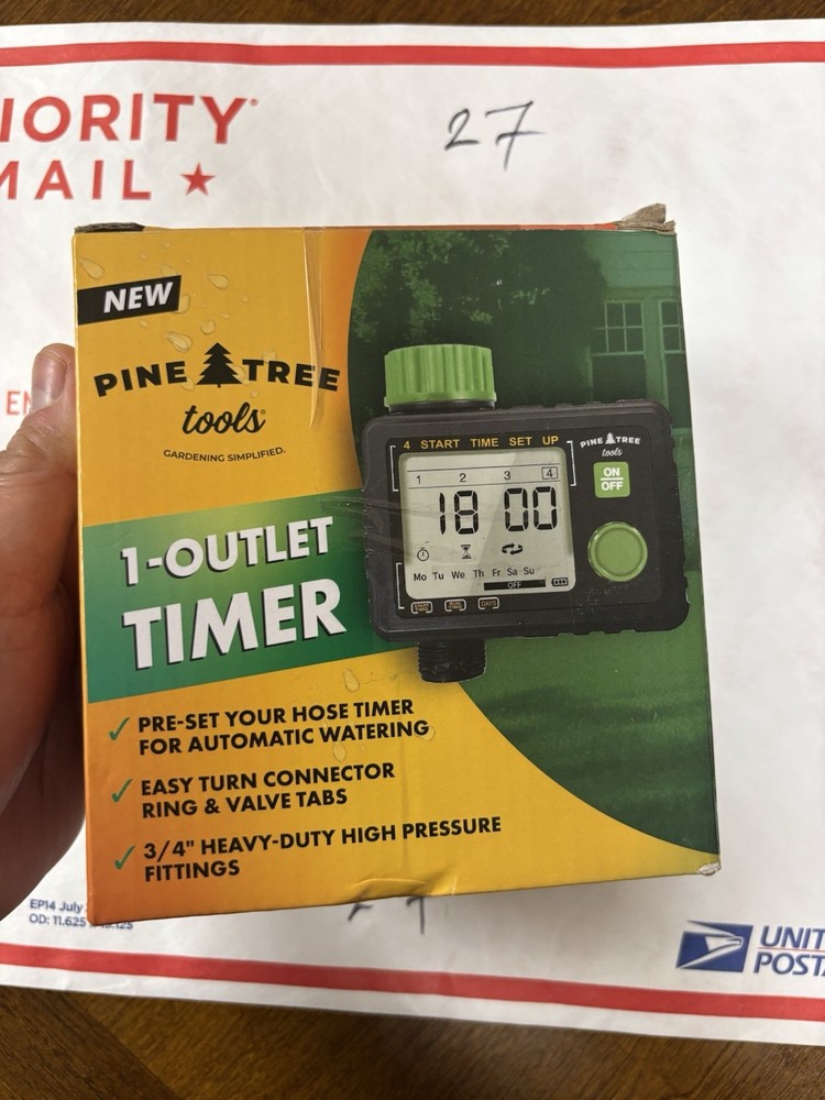 Pine Tree Tools 1 outlet Timer - Programmable Timer For Garden Hose, Automatic