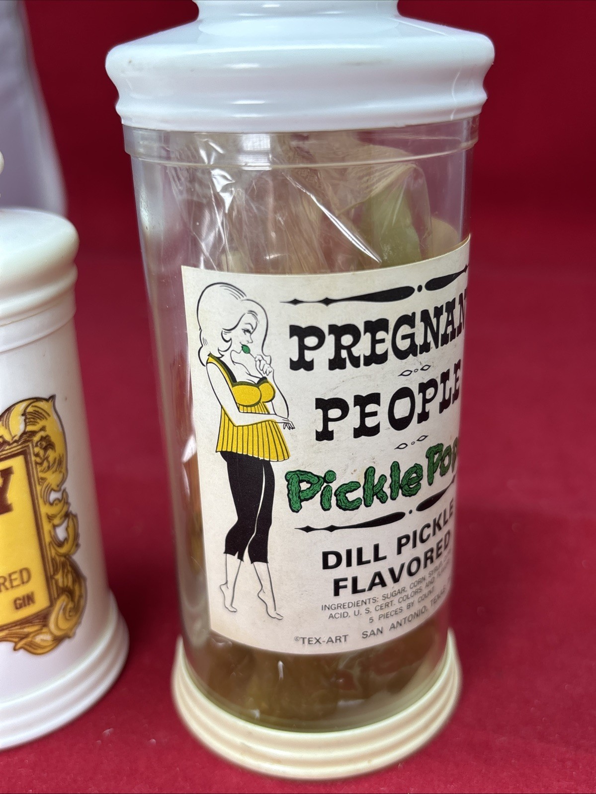 Vintage 1960s Fun Adult Novelty Candy-Pregnant People Pickle Pops & Whiskey Gum
