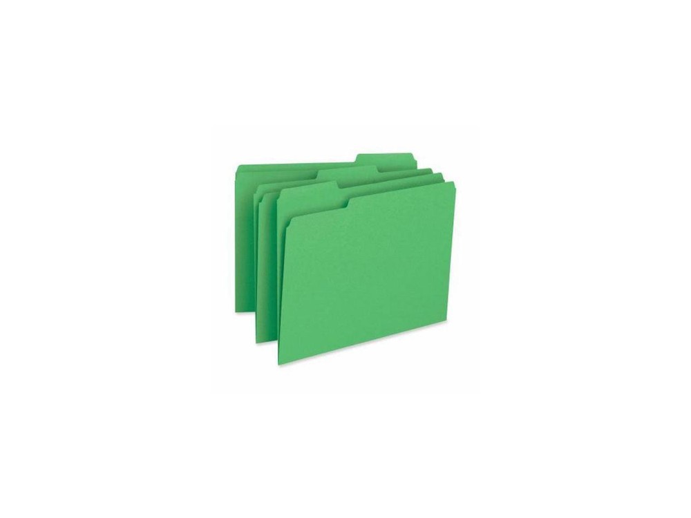 Business Source File Folder 11pt 1/3 Cut Assorted Tabs Letter 100/BX GN 65777