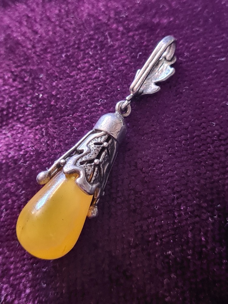 Amber Drop Earring And Pendant Set