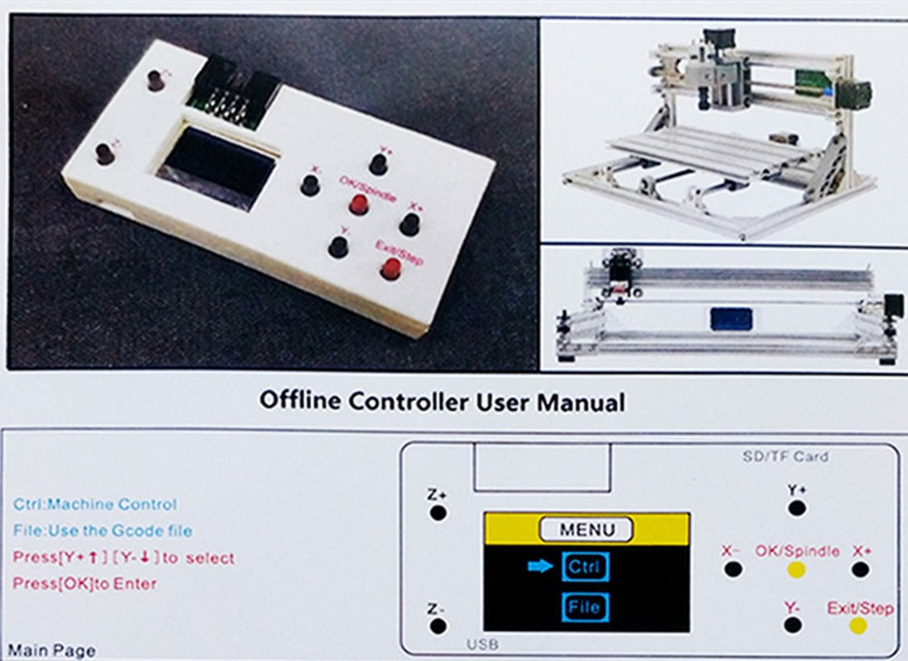 3-Axis GRBL Offline Controller w/ Cable for CNC Router Machine 1610 2418 3018 C#