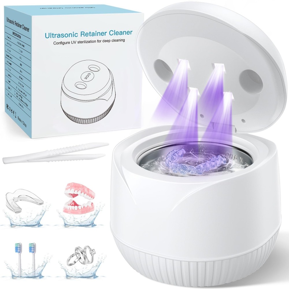 Ultrasonic Dental Cleaner Machine 45kHz with Timer & 200ML for Dentures, Aligner