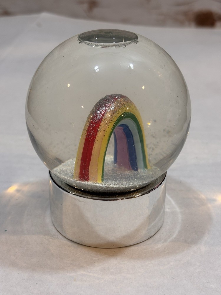 Rainbow Snow Globe With Silver Base Pride 4” Silver Glitter Sunny Life